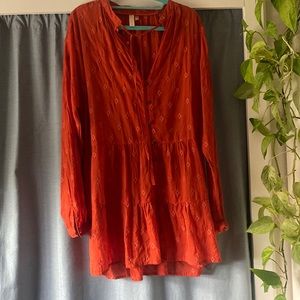 Anthropology Orange Dress